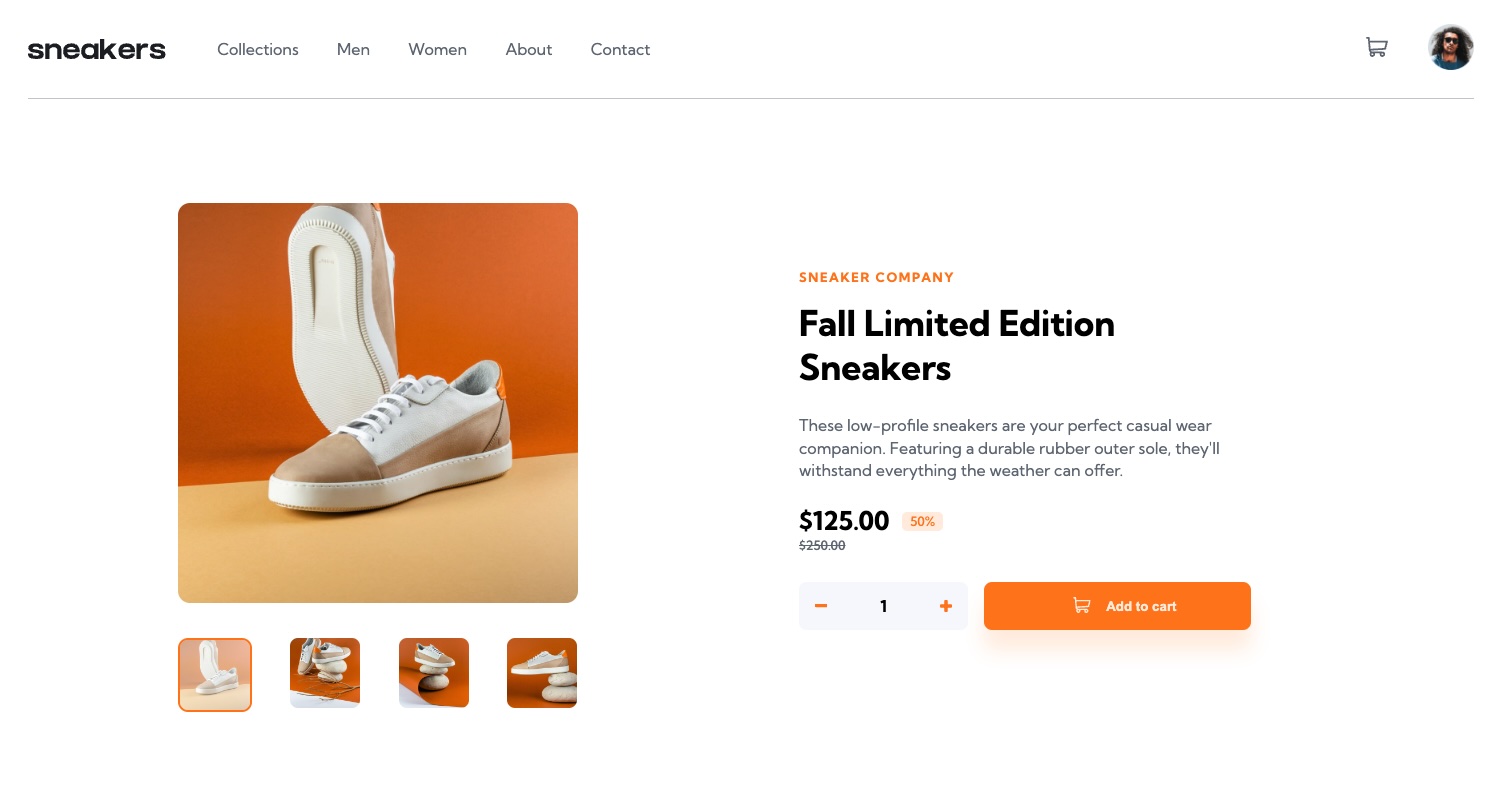 Ecommerce product page to buy sneakers.